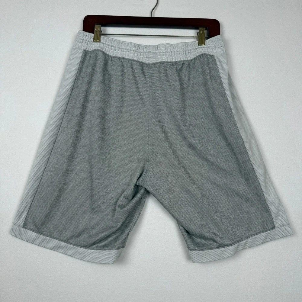 Adidas Athletic Shorts Mens Large Mesh Panel Performance Grey White Gym Workout